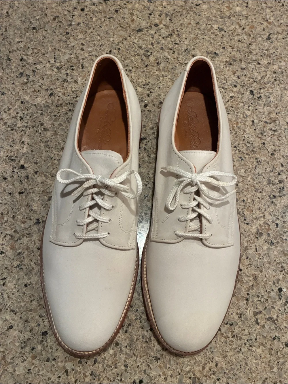 Vintage Brooks Brothers Men 9 E/C White Nubuck Suede Derby Oxford Dress Shoes